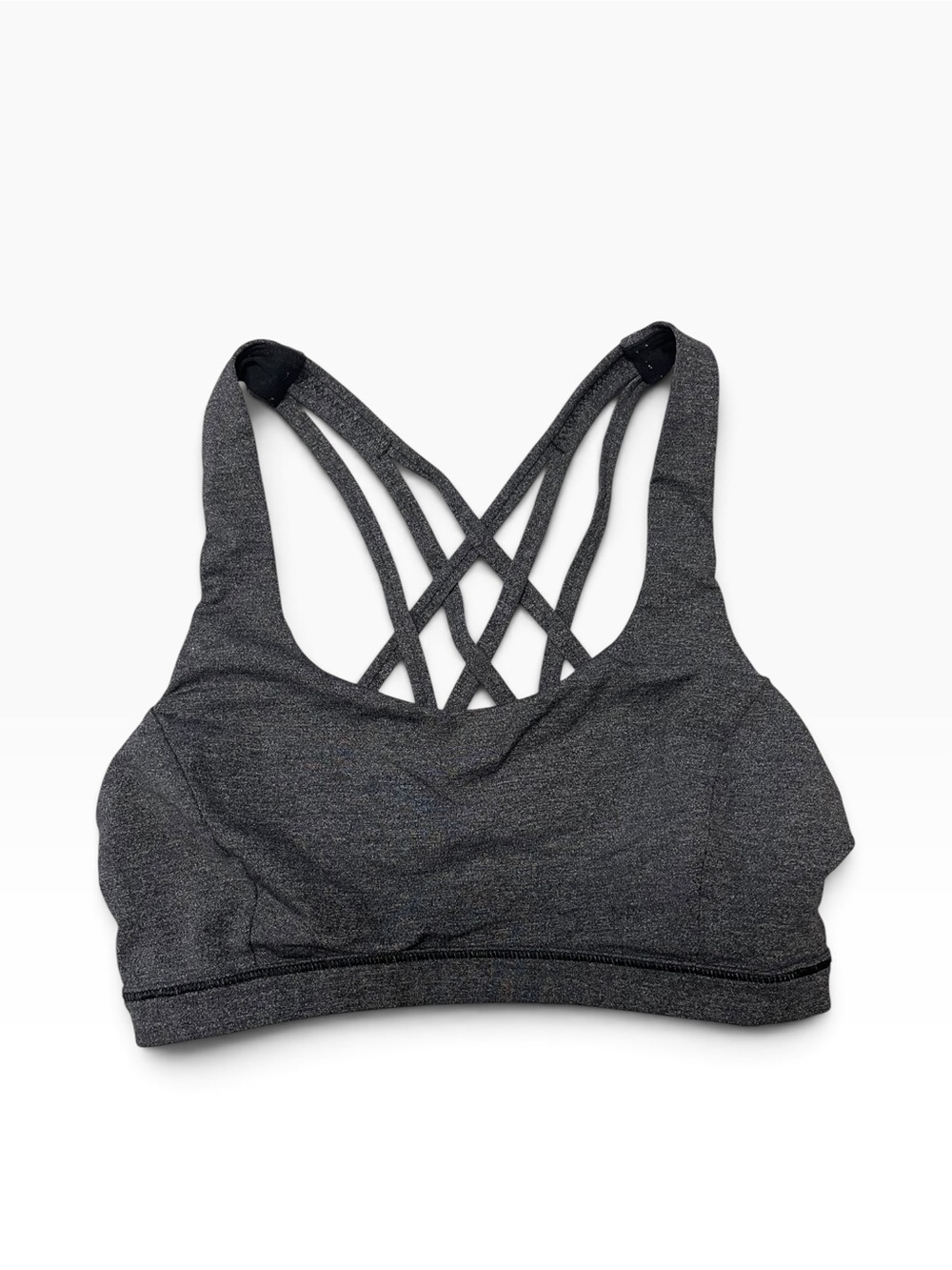 Lululemon | Free To Be Serene Open-Back Heathered Black Sports Bra 6